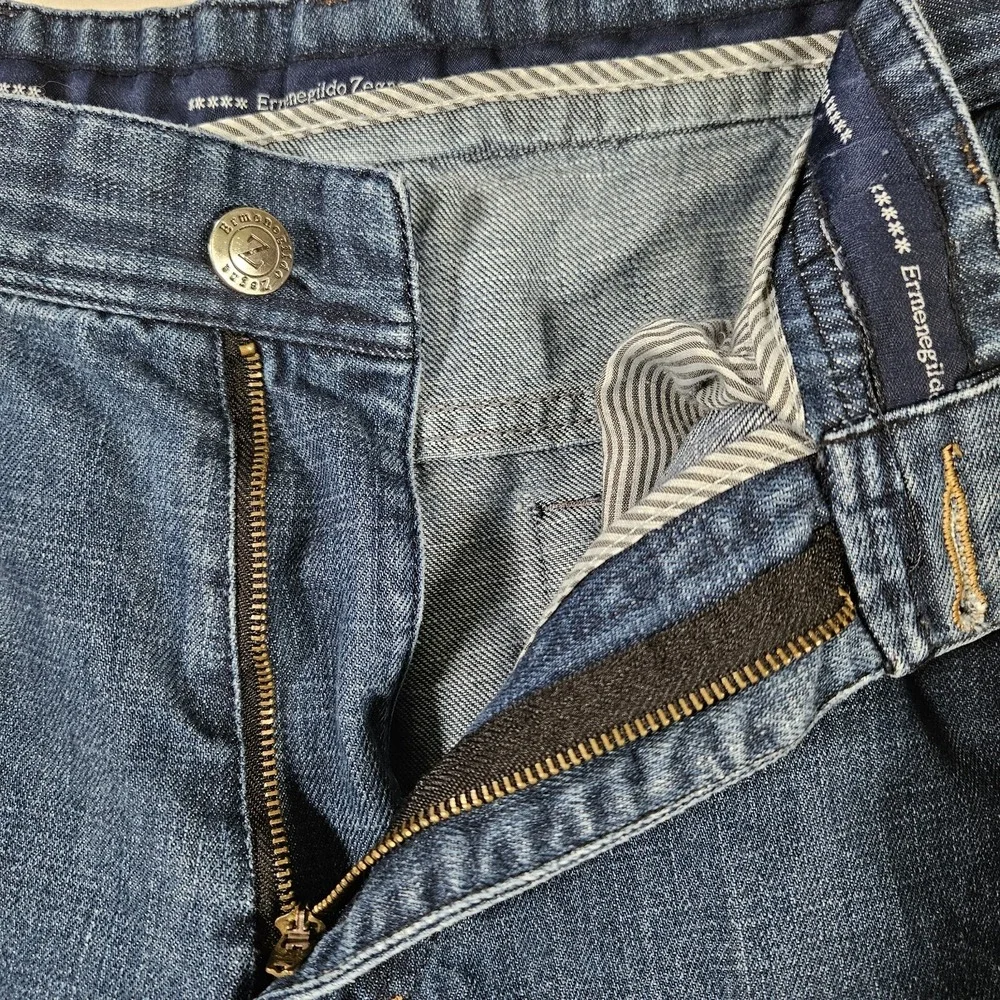 Ermenegildo Zegna Jeans Men 34x26 Blue Straight Leg Italy Grunge Preppy Designer